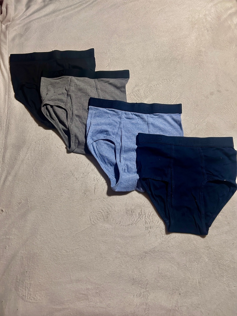 Hanes Cotton Briefs - Black, Gray & Blue - 4 Pack